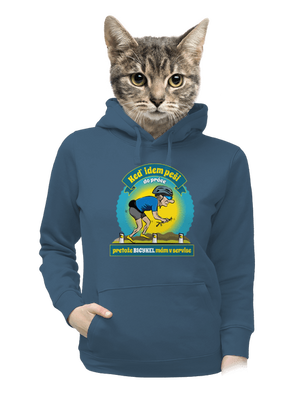 Závislosť na bicykli dámska mikina klokanka Denim