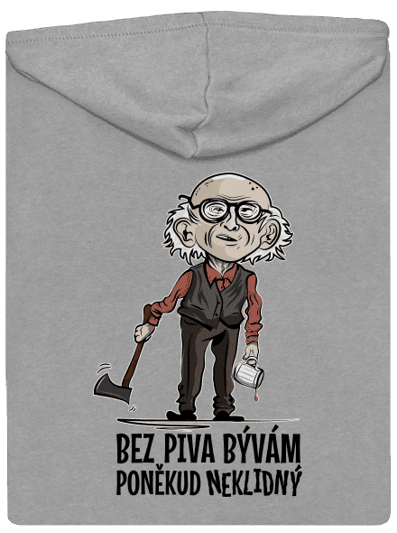 Neklidný bez piva pánska mikina na zips Light Melange