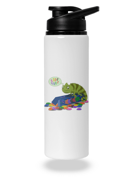 Zmätený chameleón flaša na vodu White