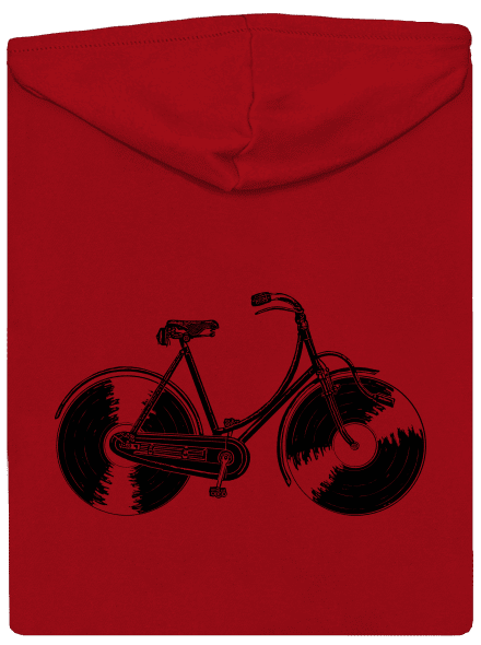 Gramofónový bicykel pánska mikina na zips Red