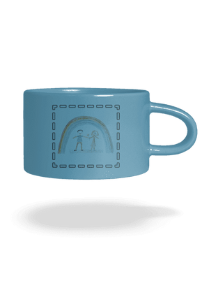 Detské kresby - Nahraj vlastnú hrnček makronka Blue Macaron