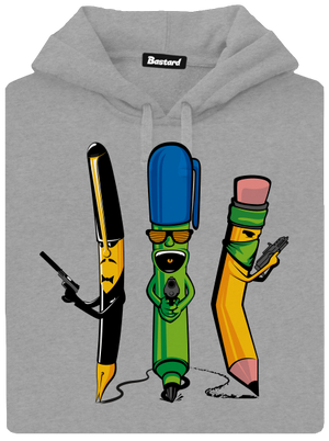 Písací gang pánska mikina klokanka Light Melange