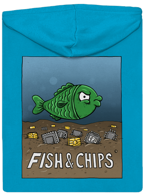 Fish and IT chips dámska mikina na zips Blue Atol