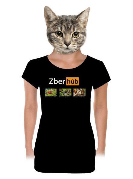 Zber húb dámske tričko s lemom Black