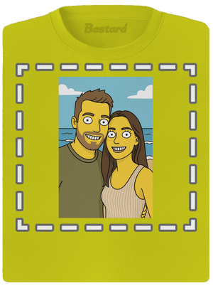 Simpsonovi z vlastnej fotky dámske športové tričko Neon Yellow