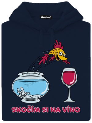 Skočím si na víno pánska mikina klokanka Navy