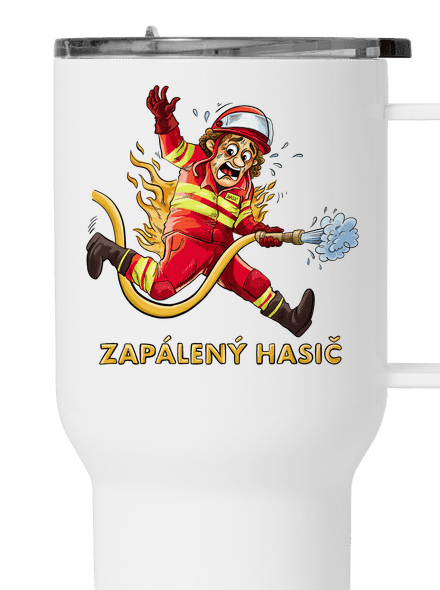 Zapálený hasič a hasička termohrnček White