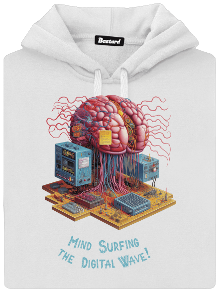 Mind surfing the digital wave dámska mikina klokanka White