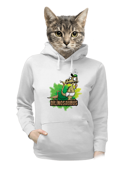 Dilinosaurus dámska mikina klokanka White