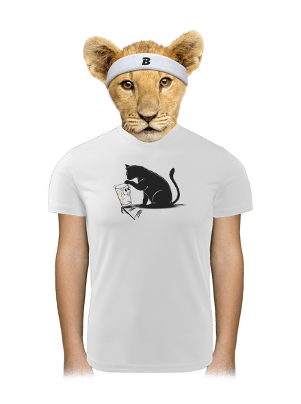 Mačka a pohár detské športové tričko White