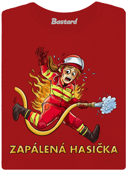 Zapálený hasič a hasička dámske tričko prémium Red Mal