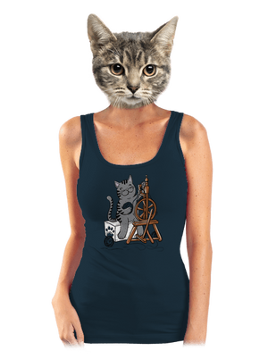 Mačka pradie dámske tielko klasické Navy