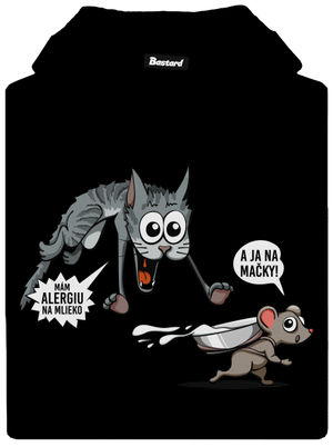 Alergická mačka a myš pánska mikina klokanka Black