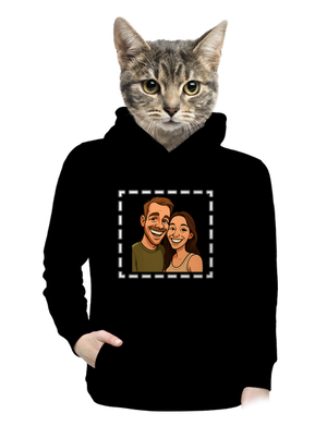 Karikatúra z vlastnej fotky dámska mikina klokanka Black