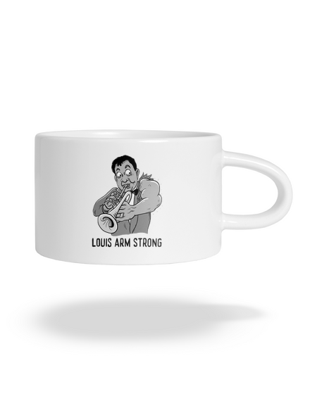 Louis Armstrong hrnček makronka White