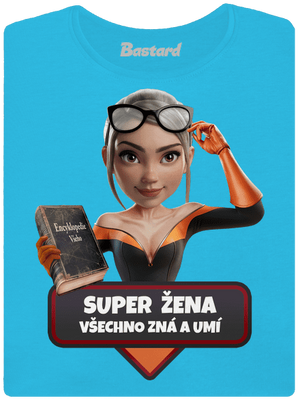 Super mama dámske tričko s lemom Blue Atol