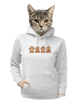 Opička s mobilom dámska mikina klokanka White