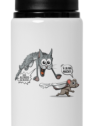 Alergická mačka a myš flaša na vodu White