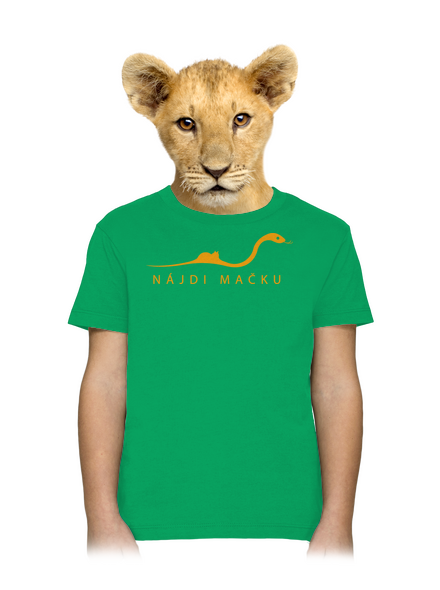 Nájdi mačku detské tričko Kelly Green