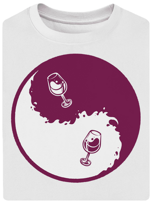 Jin Jang víno unisex tričko oversized White