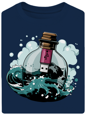 USB odkaz vo fľaši unisex tričko oversized Midnight Blue