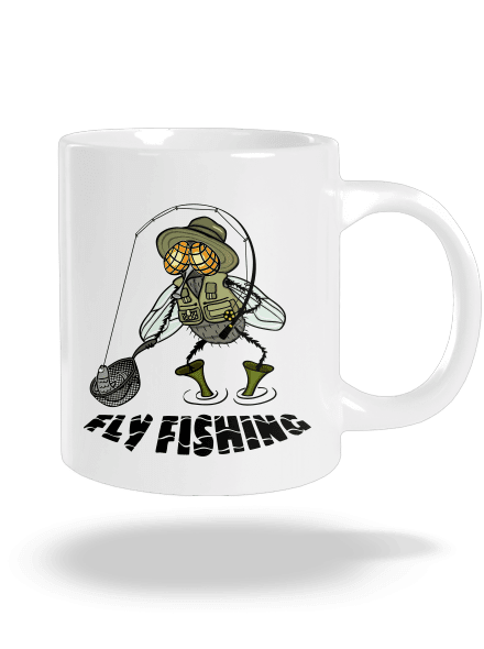 Fly fishing veľký hrnček White