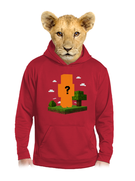 Minecraft z vlastnej fotky detská mikina klokanka Fire Red