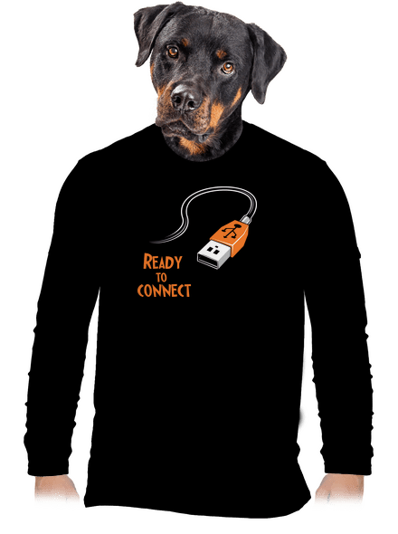 USB pripojenie pánske dlhý rukáv Black