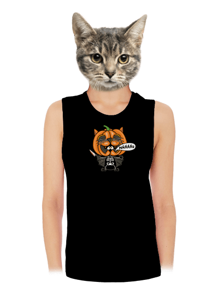 Halloweenská kočička dámske tielko voľné Black