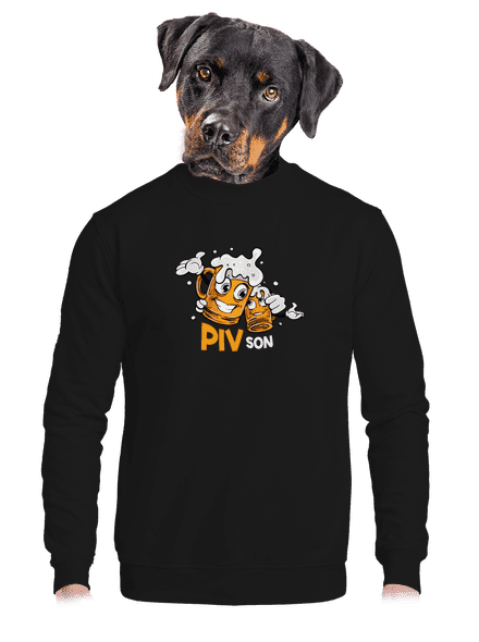 Pivson unisex mikina bez kapucne Black