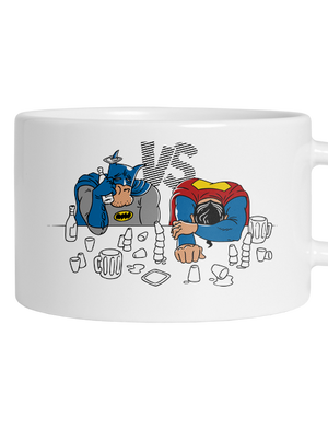 Súboj superhrdinov hrnček makronka White