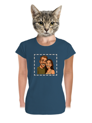 Karikatúra z vlastnej fotky dámske tričko prémium Petrol Blue