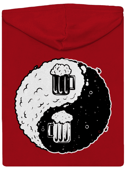 Jin Jang pivo pánska mikina na zips Red