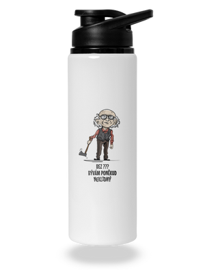 Neklidný - vlastný text flaša na vodu White