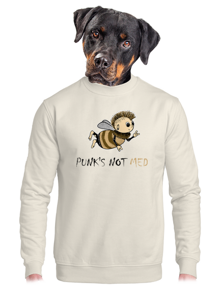 Punks Not Med unisex mikina bez kapucne Off White