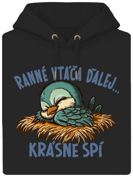 Ranné vtáča spí unisex mikina premium Dark Black
