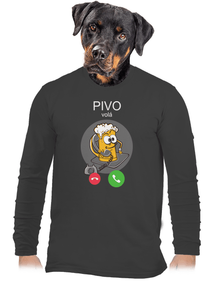 Pívo volá pánske dlhý rukáv Dark Grey