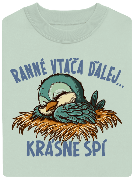 Ranné vtáča spí unisex mikina bez kapucne Blush Mint