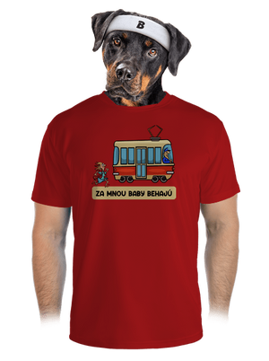 Za mnou baby behajú pánske športové tričko Red Mal