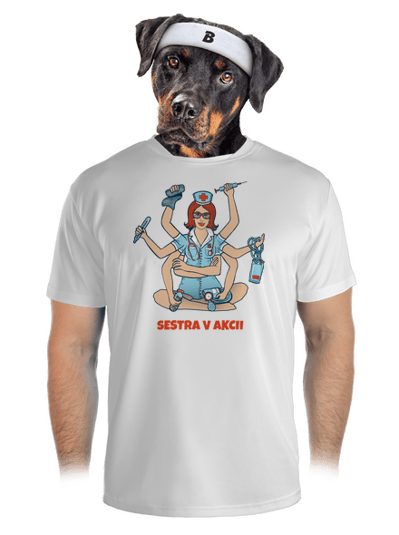 Sestra v akcii pánske športové tričko White