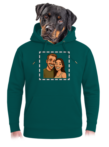 Karikatúra z vlastnej fotky unisex mikina premium Emerald Green