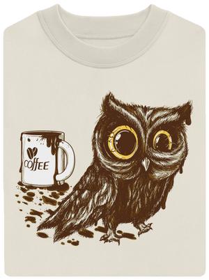 Sova na kofeínu unisex mikina bez kapucne Off White