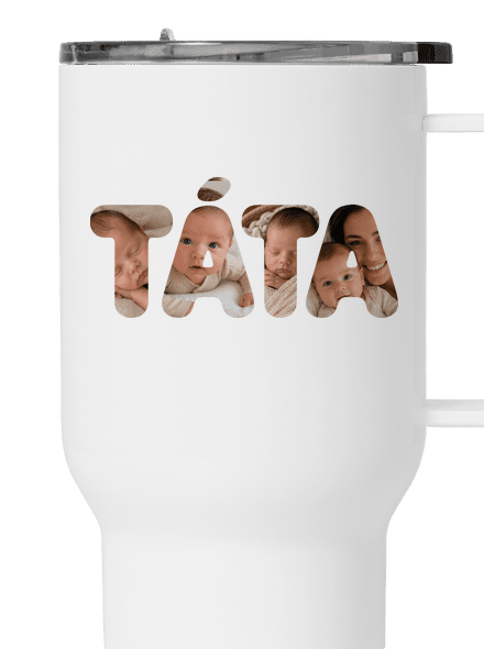 Nápis ocko z vlastných fotiek termohrnček White