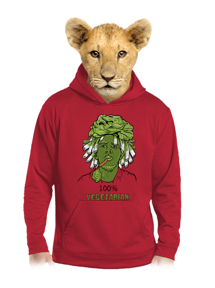 100% vegetarián detská mikina klokanka Fire Red