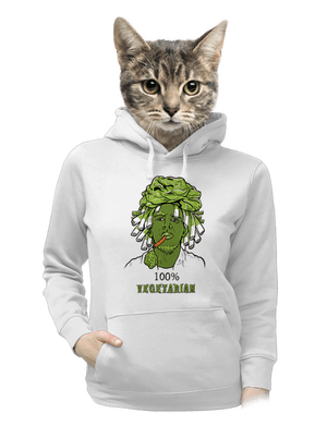 100% vegetarián dámska mikina klokanka White