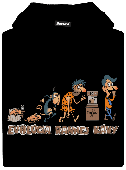 Evolúcia rannej kávy detská mikina klokanka Black
