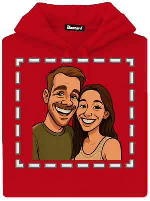 Karikatúra z vlastnej fotky pánska mikina klokanka Red