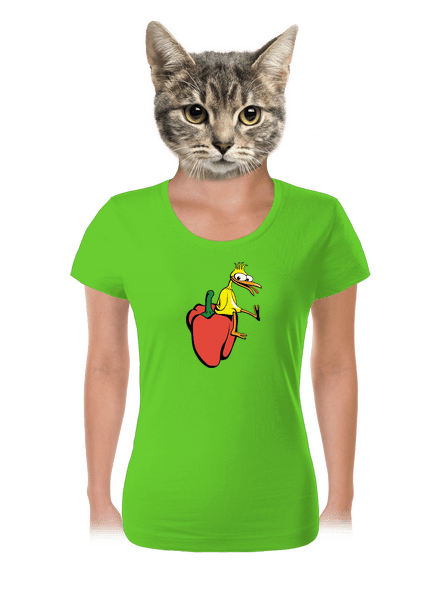 Kura na paprike dámske tričko Apple Green