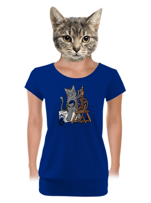Mačka pradie dámske tričko s lemom Royal Blue Mal
