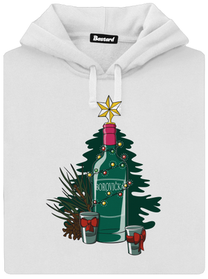 Vianočná borovička dámska mikina klokanka White